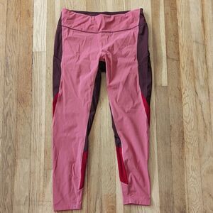 Outdoor Voices Pink Maroon and Red colorblock leggings